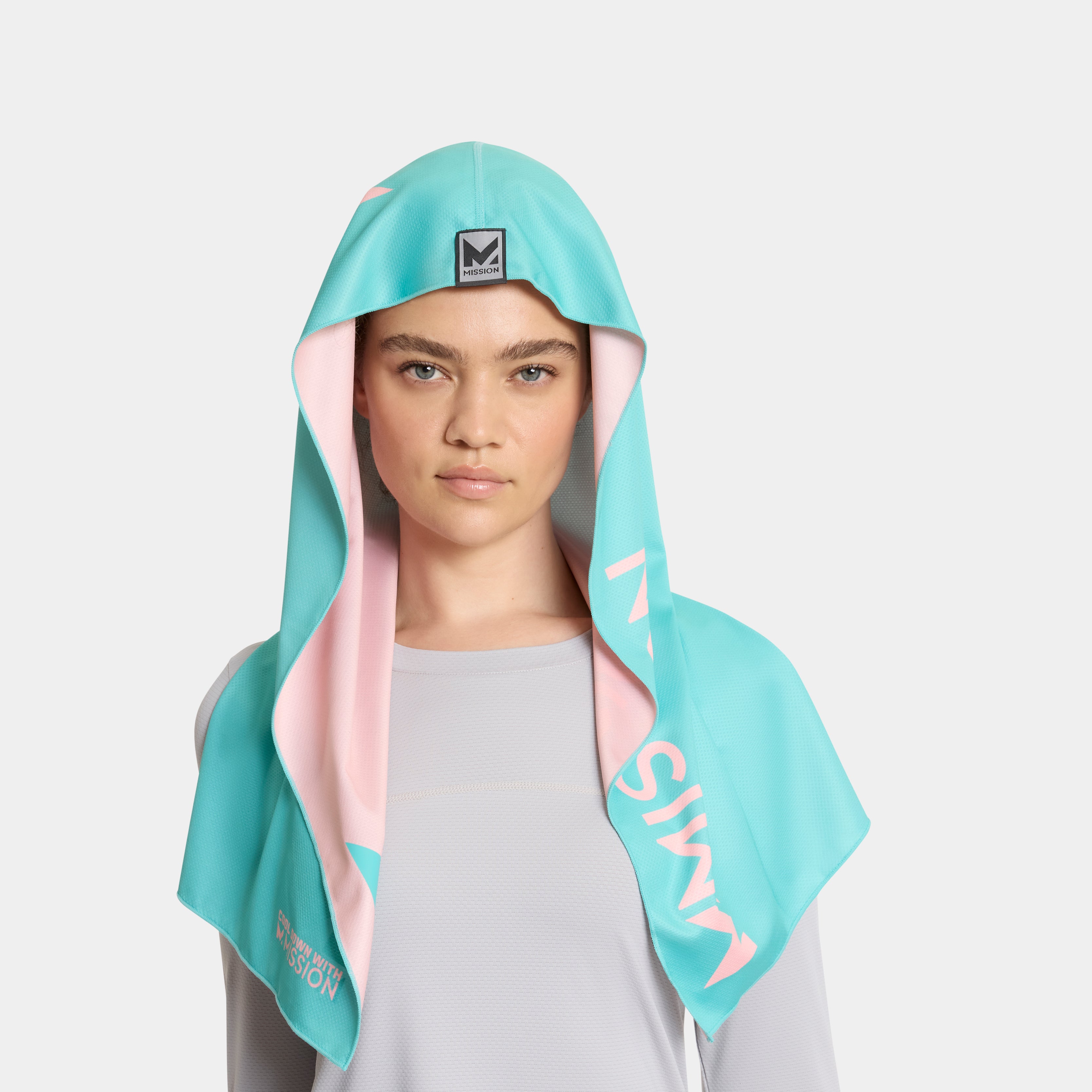 Reversible Cooling Hoodie Towel Hoodie Towel MISSION Pink Mint One Size