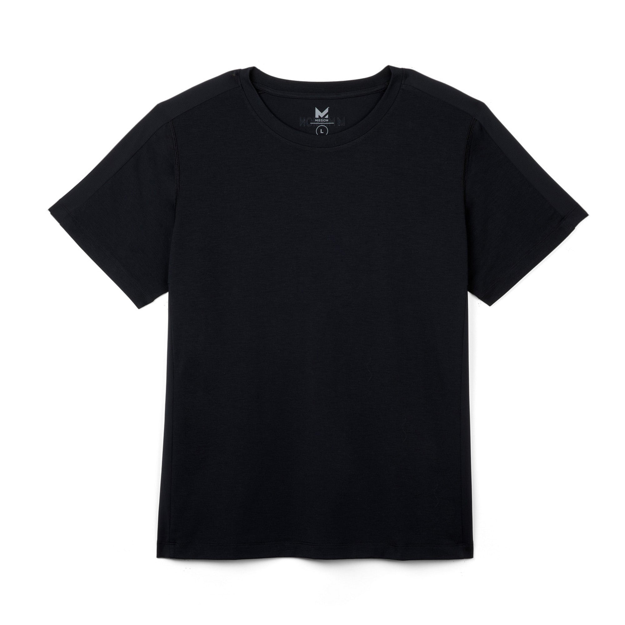 Black t-shirt on a white background