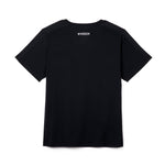 Black t-shirt with 'Mission' branding on the back against a white background