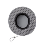Interior view of gray cooling bucket hat with patterned lining and adjustable drawstring