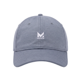 A heather gray baseball cap with a white embroidered Mission logo on the front, shown against a plain white background.