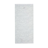 White Camo neck gaiter with a Mission logo on a white background