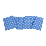 A blue fabric bandana or scarf featuring a white star pattern, laid flat on a solid white background.