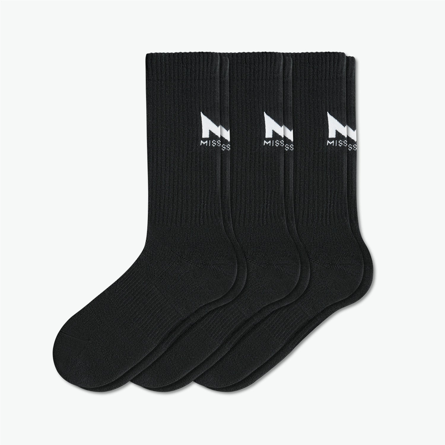 Daily Cushion Crew Sock 3-Pack Socks MISSION M  (US 6-8) Black 