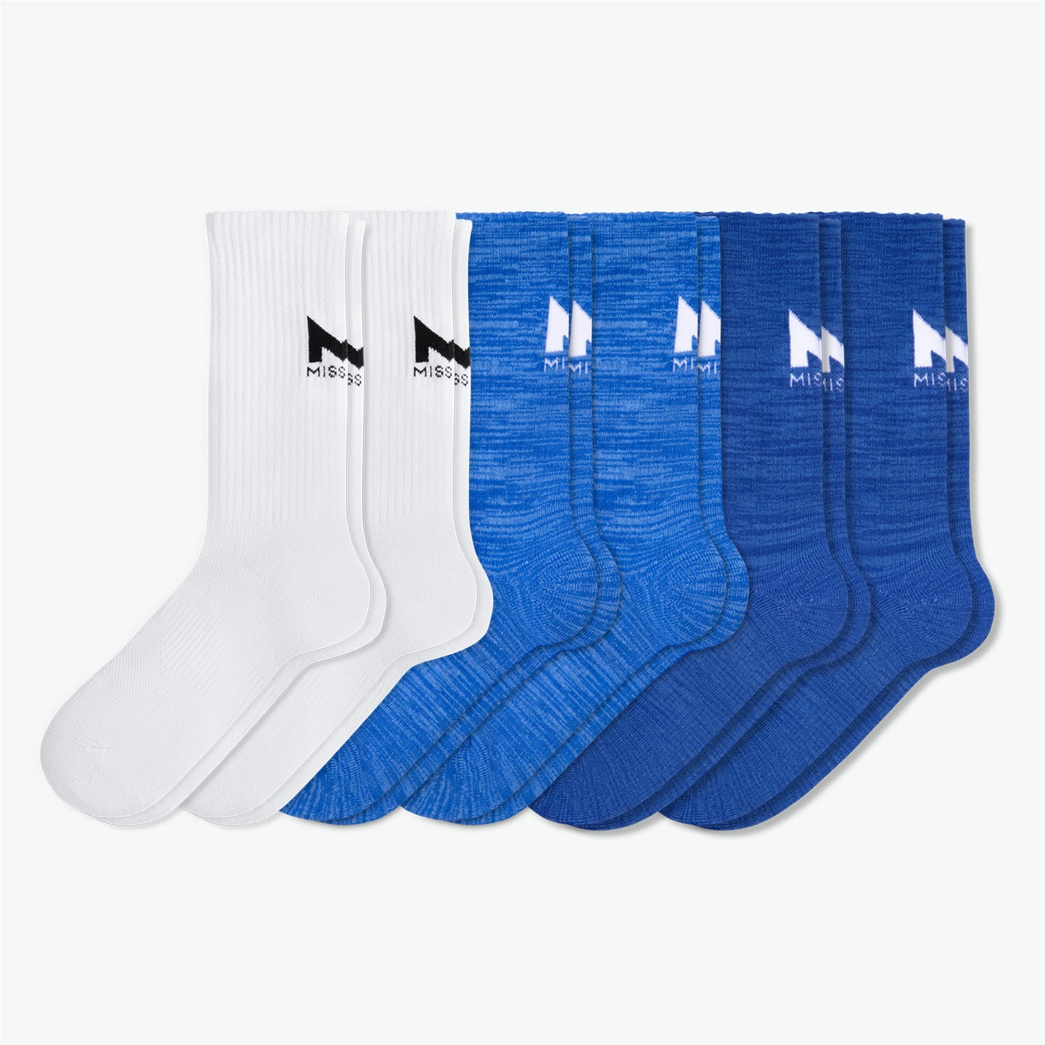 Pinnacle Dry Comfort Crew Sock 6-Pack Socks MISSION M  (US 6-8) Cobalt Blue Mix 