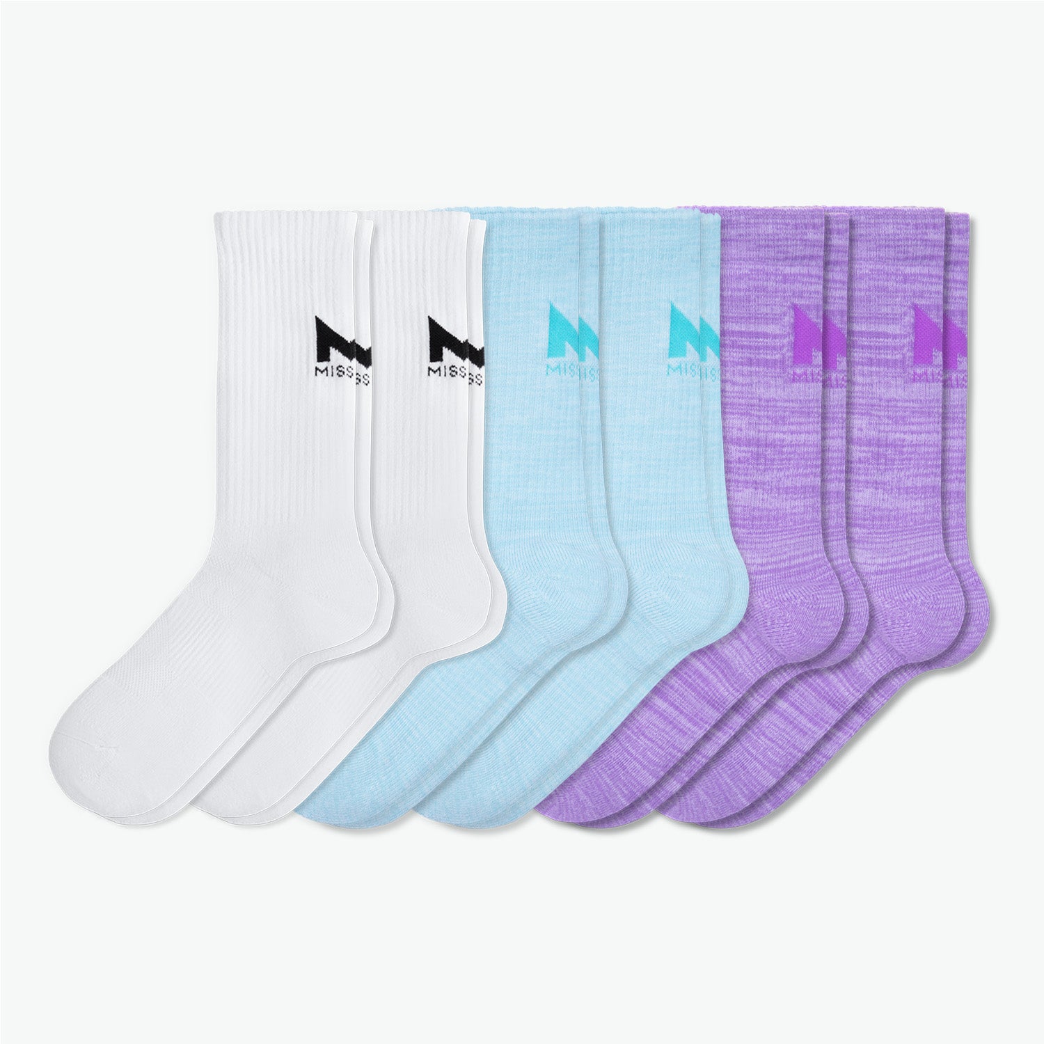 Daily Cushion Crew Sock 6-Pack Socks MISSION M  (US 6-8) Pastel Mix 