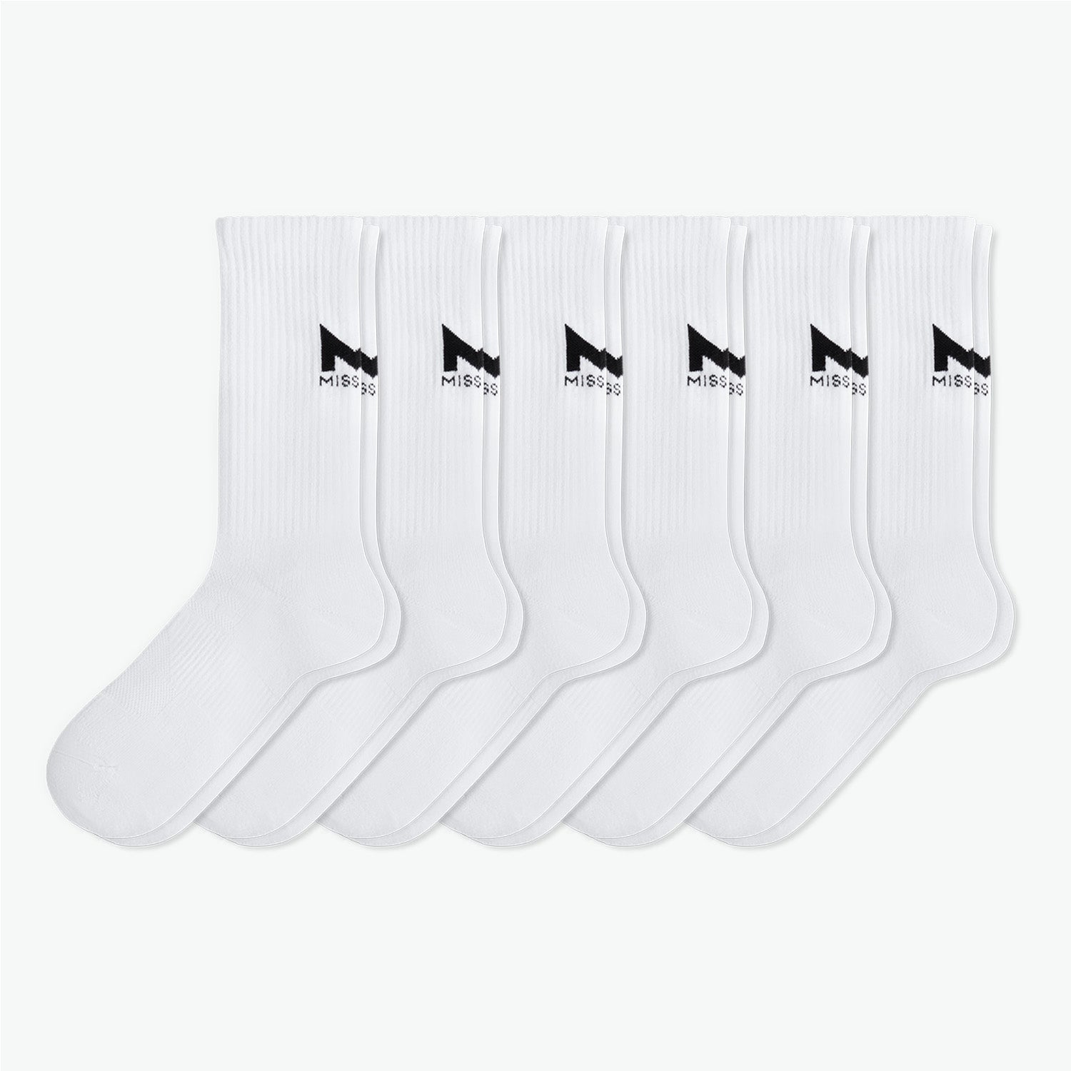 Daily Cushion Crew Sock 6-Pack Socks MISSION M  (US 6-8) White 