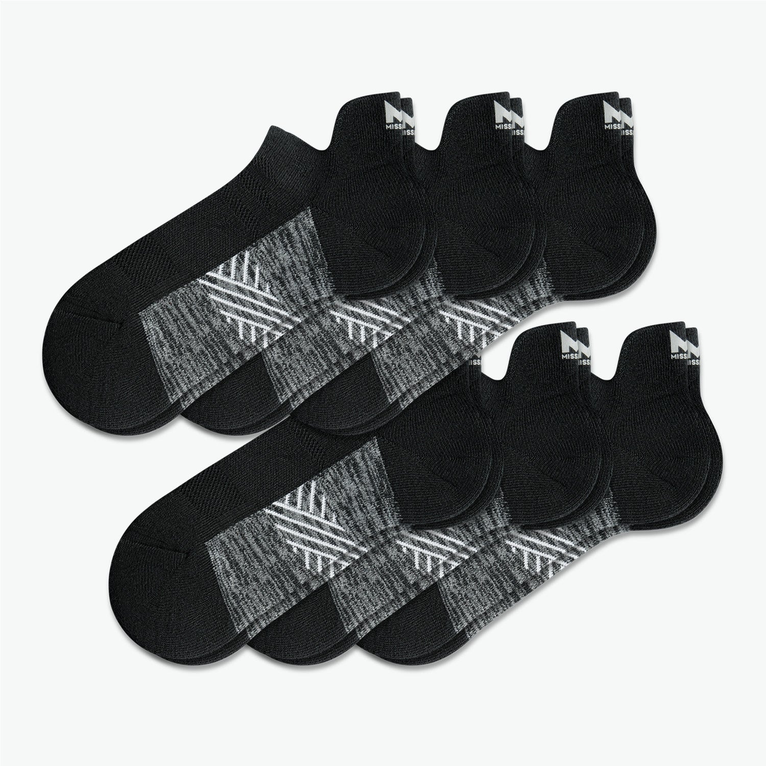 Daily Cushion Heel-Tab Sock 6-Pack Socks MISSION M  (US 6-8) Black 