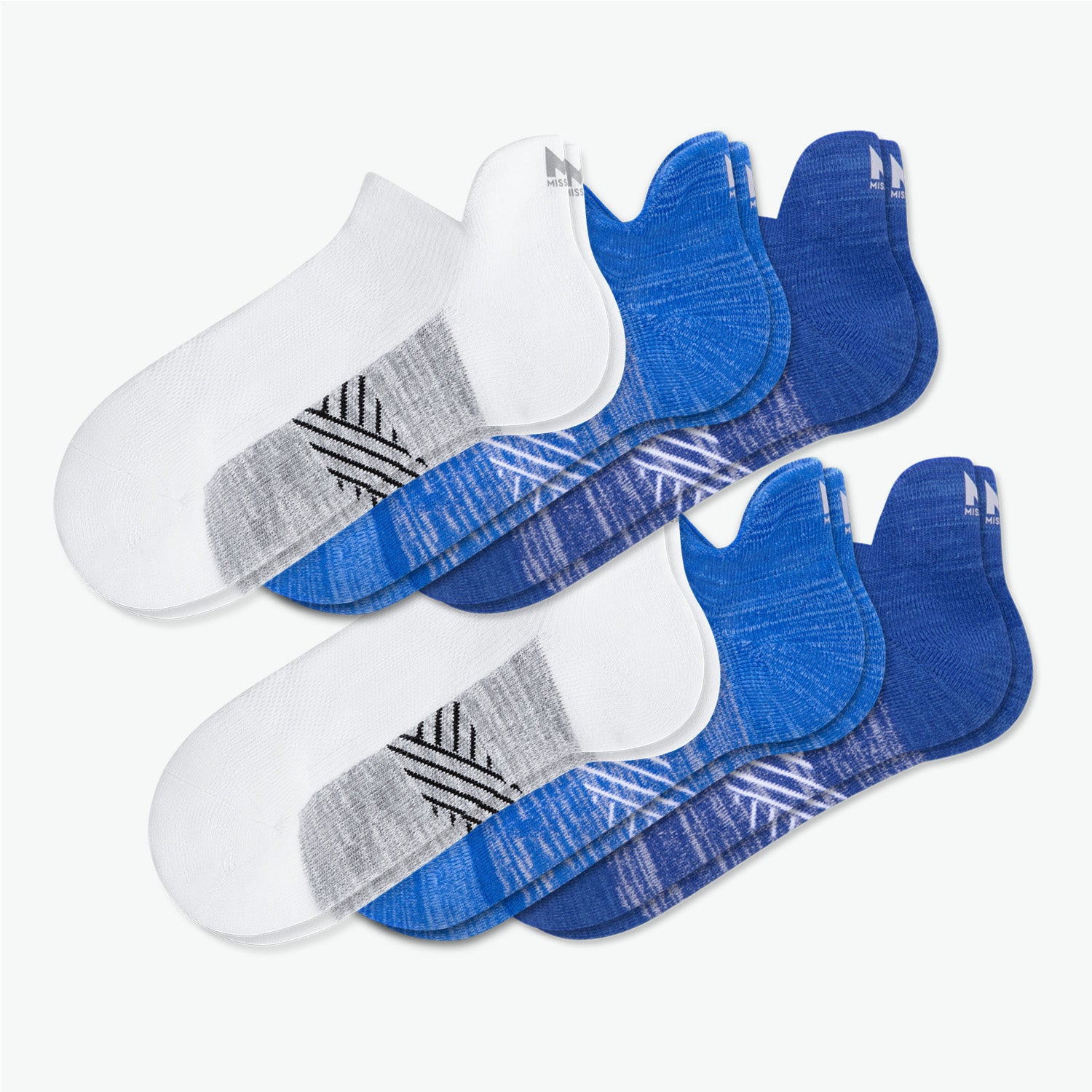 Daily Cushion Heel-Tab Sock 6-Pack Socks MISSION M  (US 6-8) Cobalt Blue Mix 