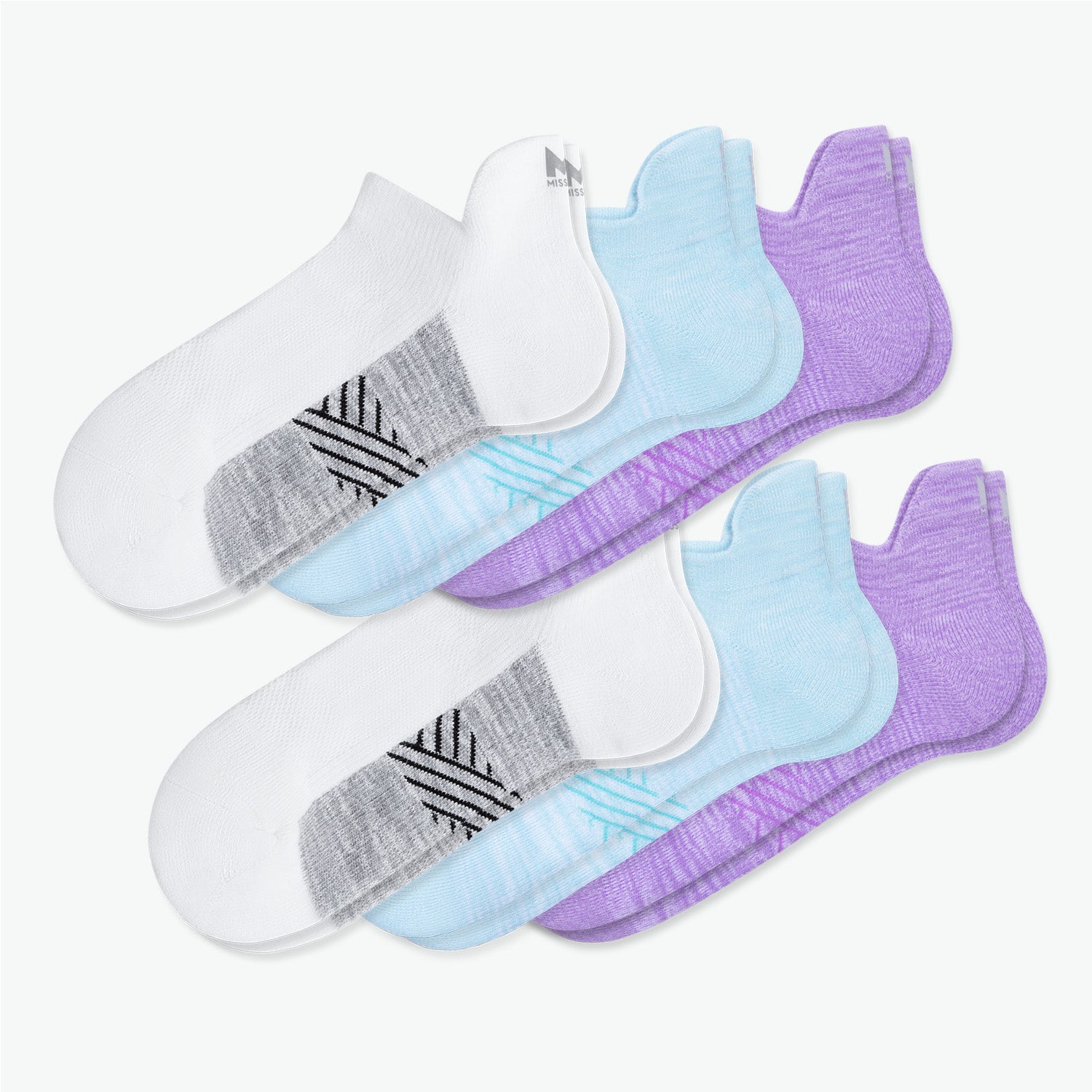 Daily Cushion Heel-Tab Sock 6-Pack Socks MISSION M  (US 6-8) Pastel Mix 