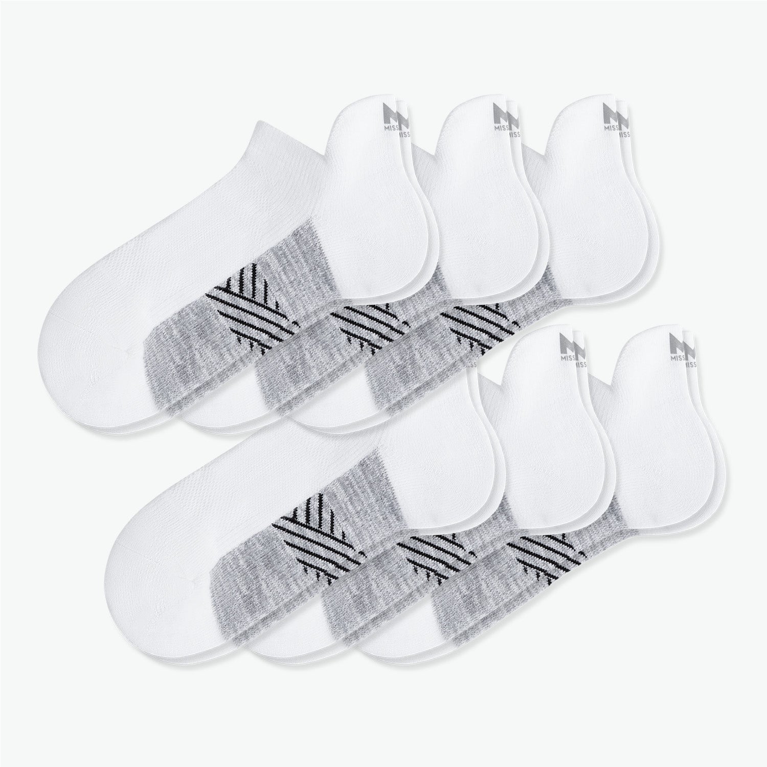 Daily Cushion Heel-Tab Sock 6-Pack Socks MISSION M  (US 6-8) White 