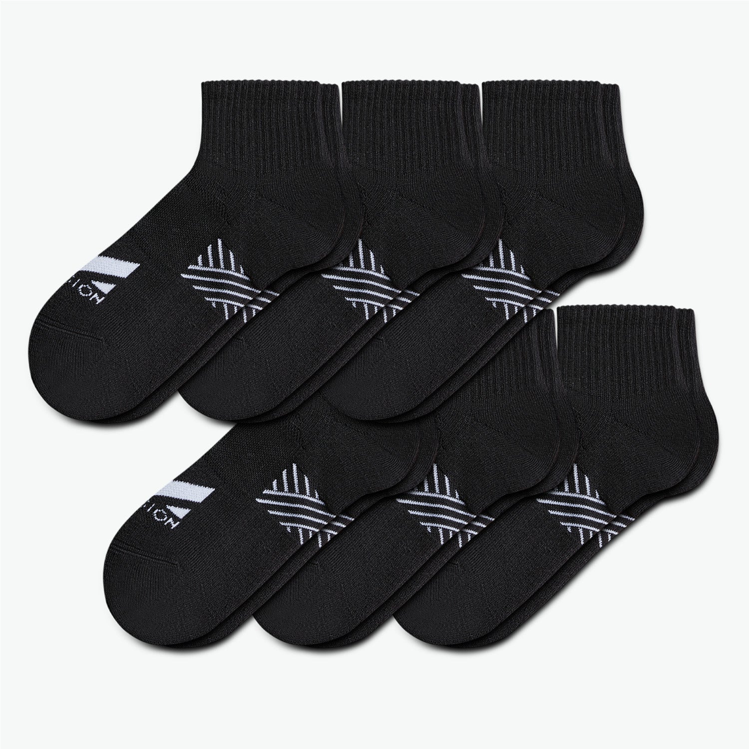 Pinnacle Dry Comfort Quarter Sock 6-Pack Socks MISSION M  (US 6-8) Black 