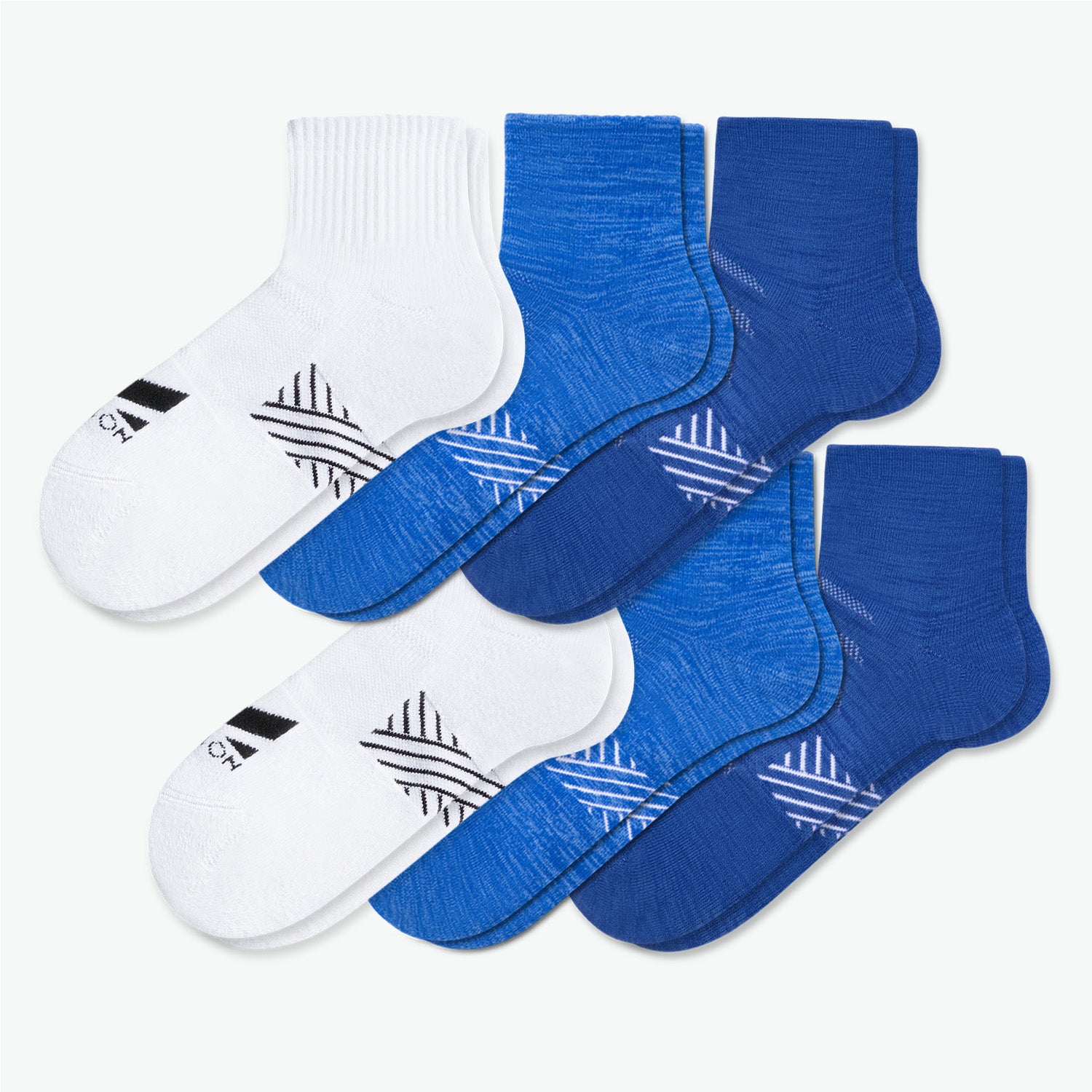 Daily Cushion Quarter Sock 6-Pack Socks MISSION M  (US 6-8) Cobalt Blue Mix 