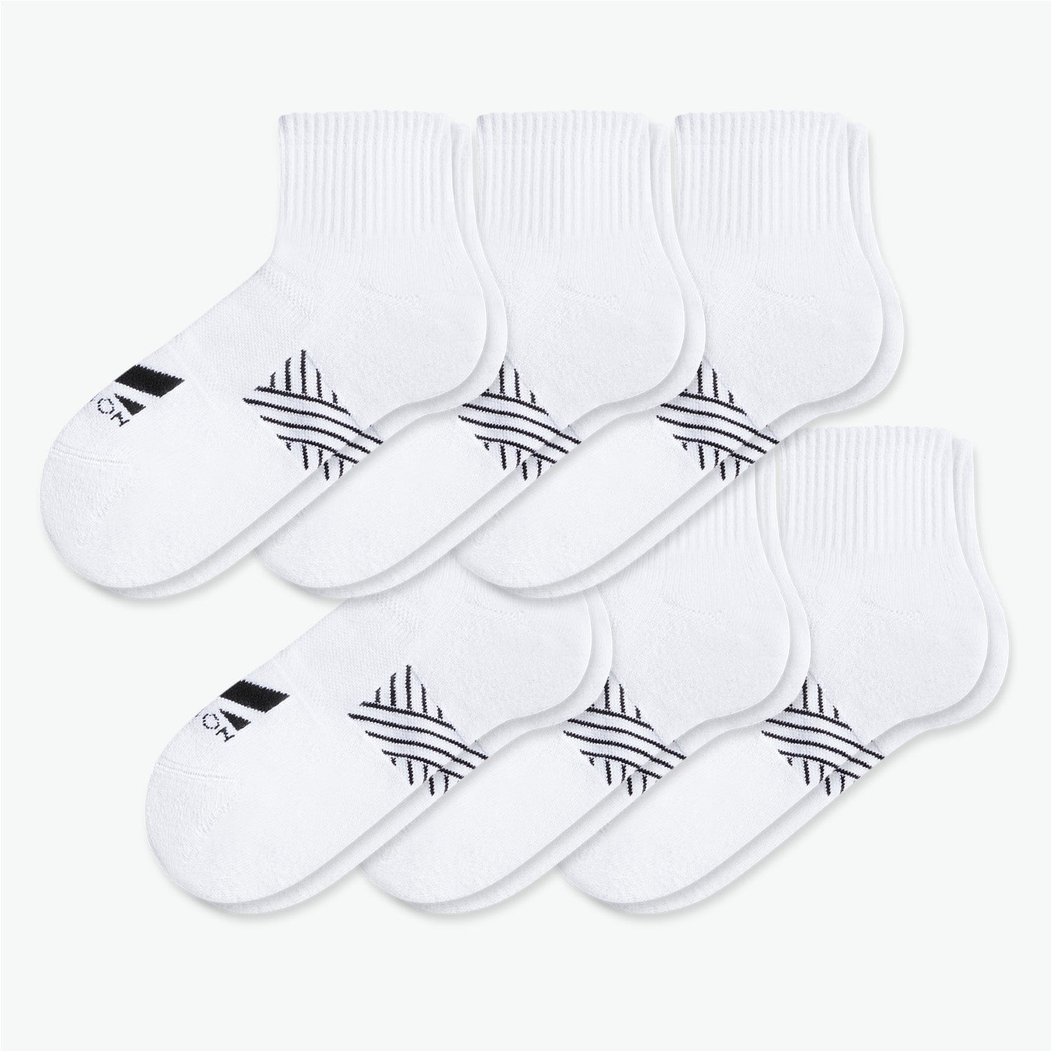 Pinnacle Dry Comfort Quarter Sock 6-Pack Socks MISSION M  (US 6-8) White 