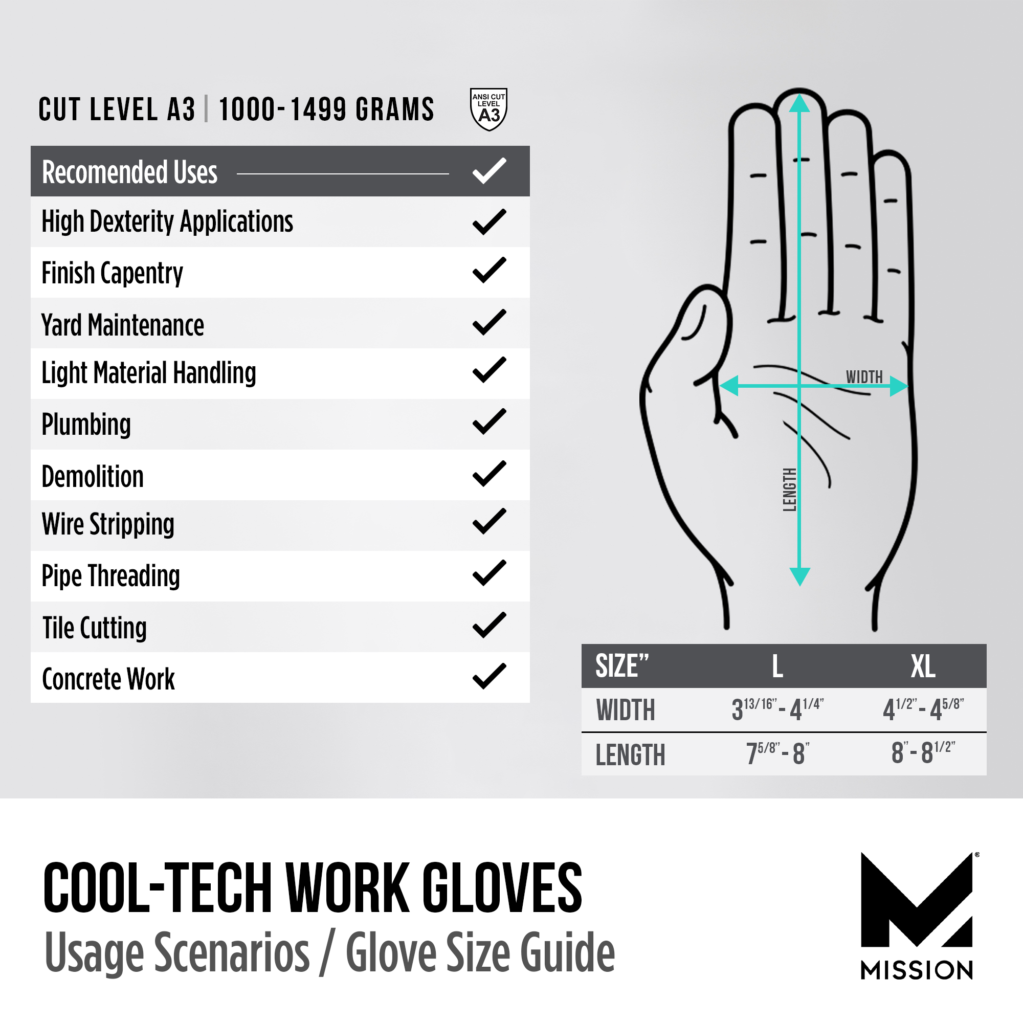 CoolTech Work Gloves 2 Pack MISSION