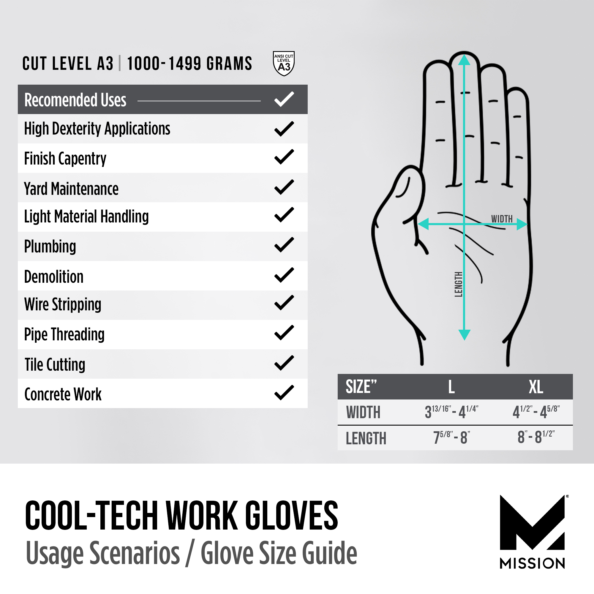 Cool-Tech Work Gloves - 2 Pack Gloves MISSION   