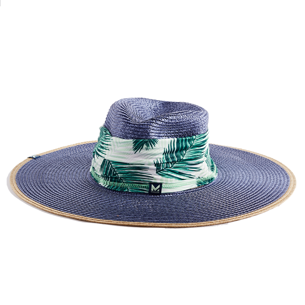 Cooling PermaStraw Hat Wide Brim Hats MISSION One Size Navy Palm 